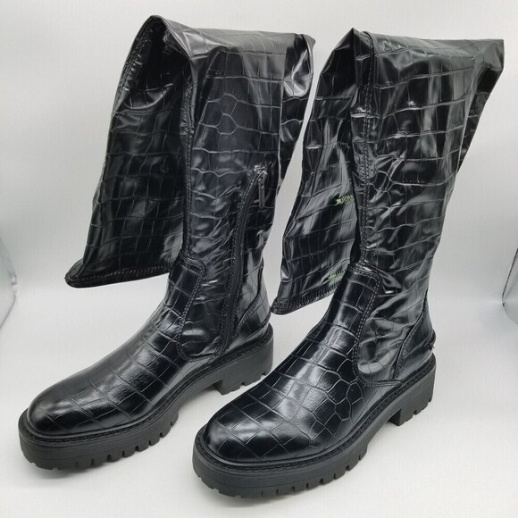 Sarto Studio Womens Fera 56020 Black Croc Print Knee High Winter Boots 7M - Picture 4 of 8